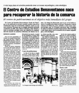 Noticia sobre la creación del CEB - El Correo de Zamora 5 de agosto de 1990