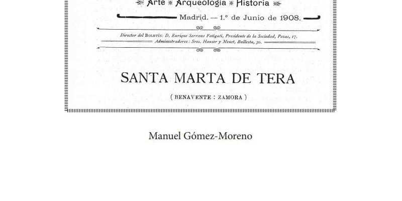 Boletín de la Sociedad Españolas de Excursiones. Santa Marta de Tera (Benavente – Zamora).